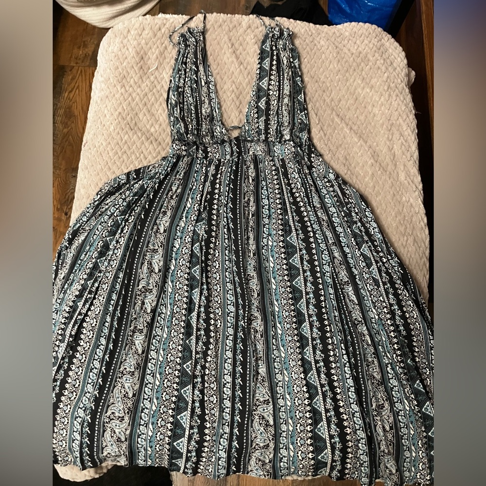 Boho Halter backless mini dress